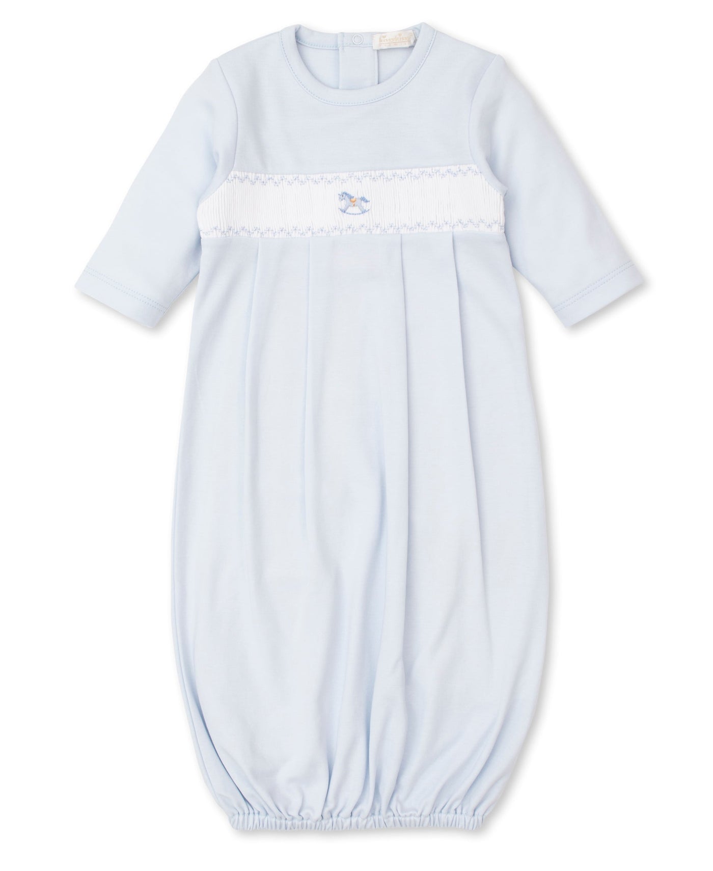 Gown - Smocked Rocking Horse Blue