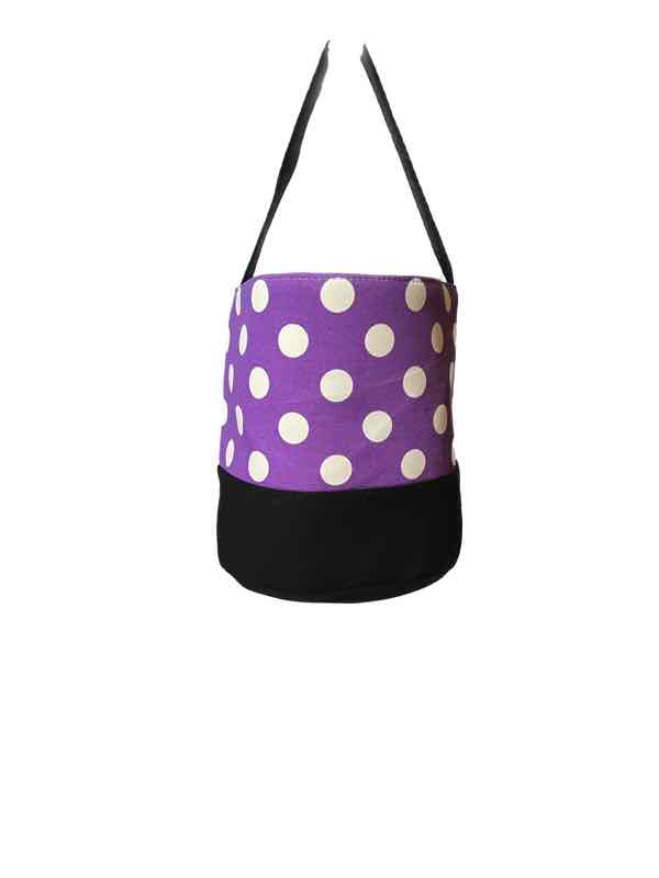 Large Dot Halloween Basket - Purple with White Dots