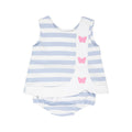 Tilly Snap Bloomer Set - Beale Street Blue Stripe with Butterfly
