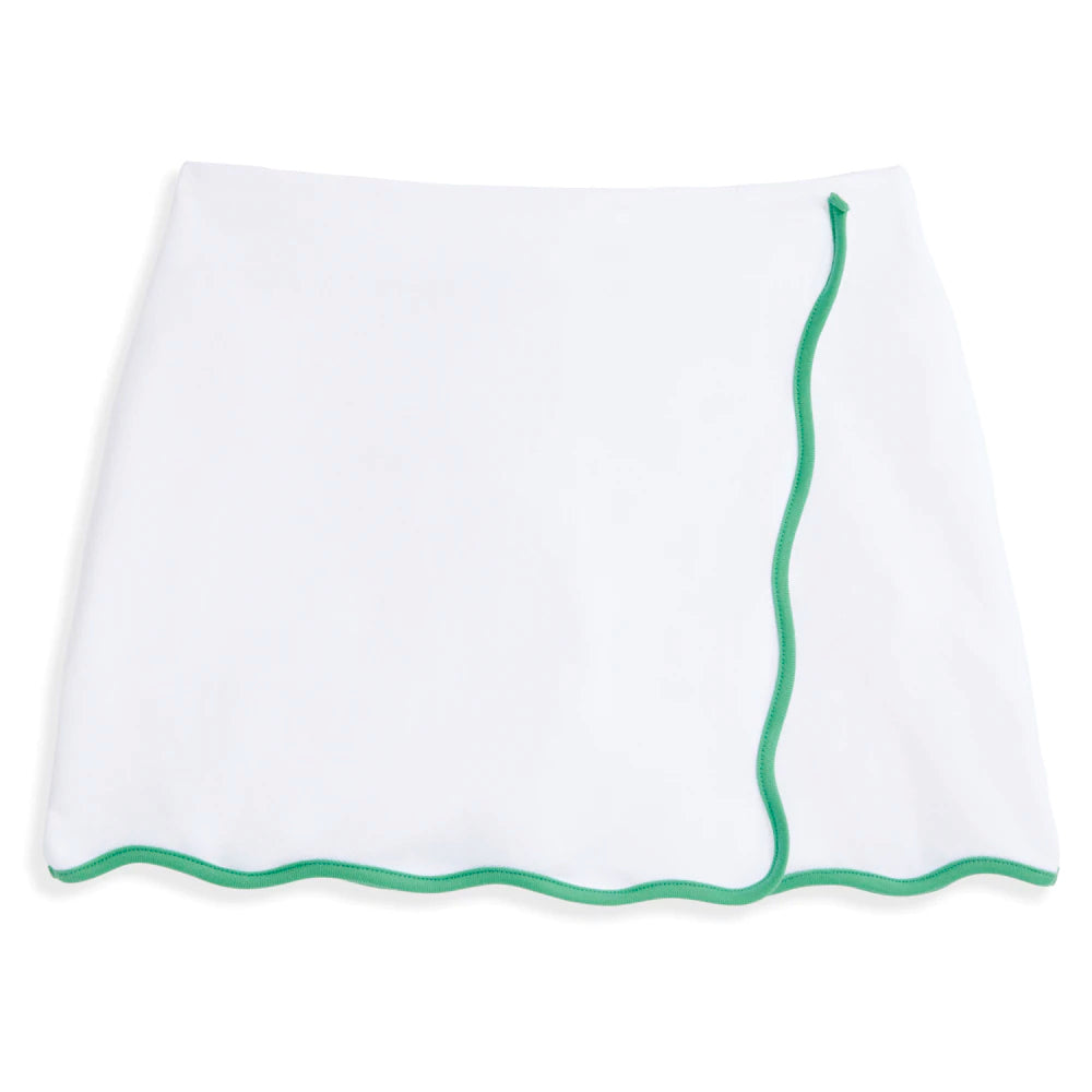Scalloped Tennis Skort - White with Green