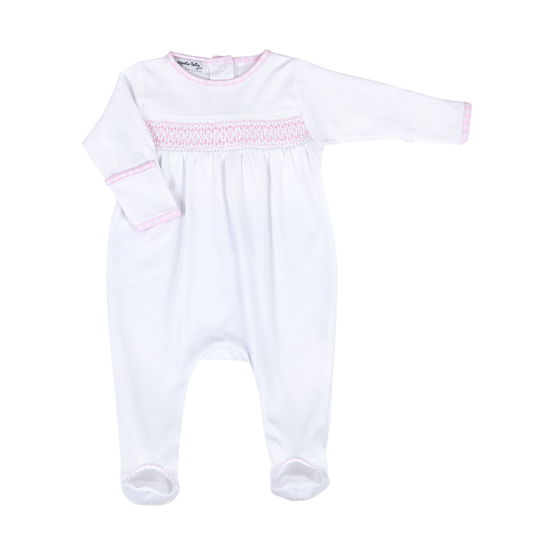 magnolia baby New Beginnings Pink Smocked Footie