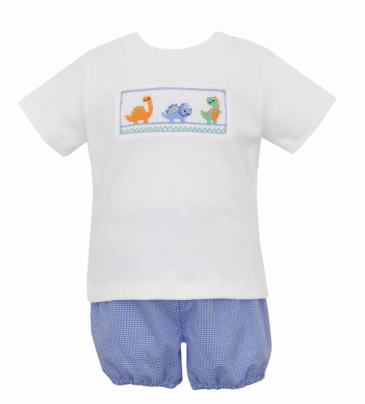 Diaper Cover Set - Smocked Dinos