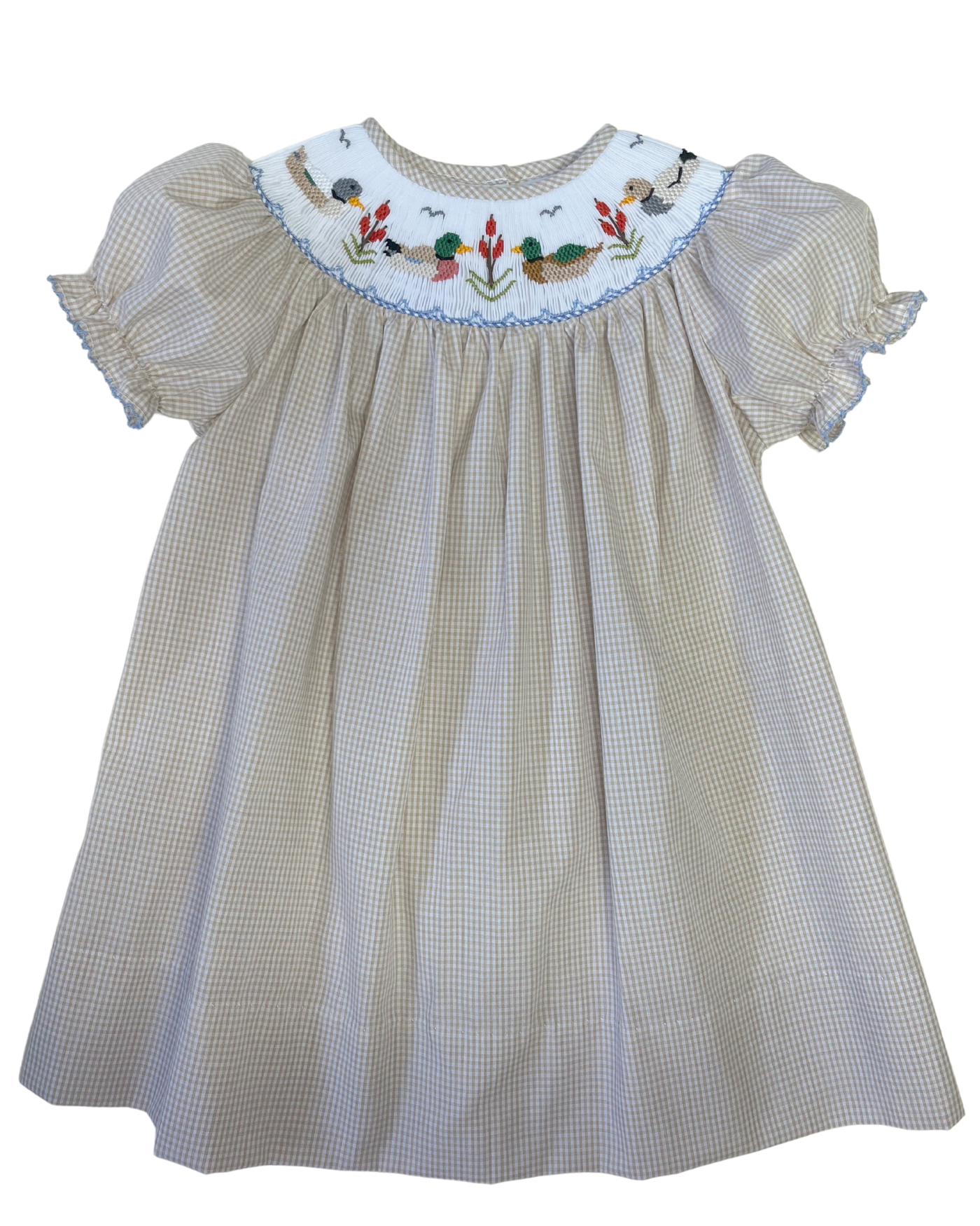 Emma Smocked Bishop Dress - Duck