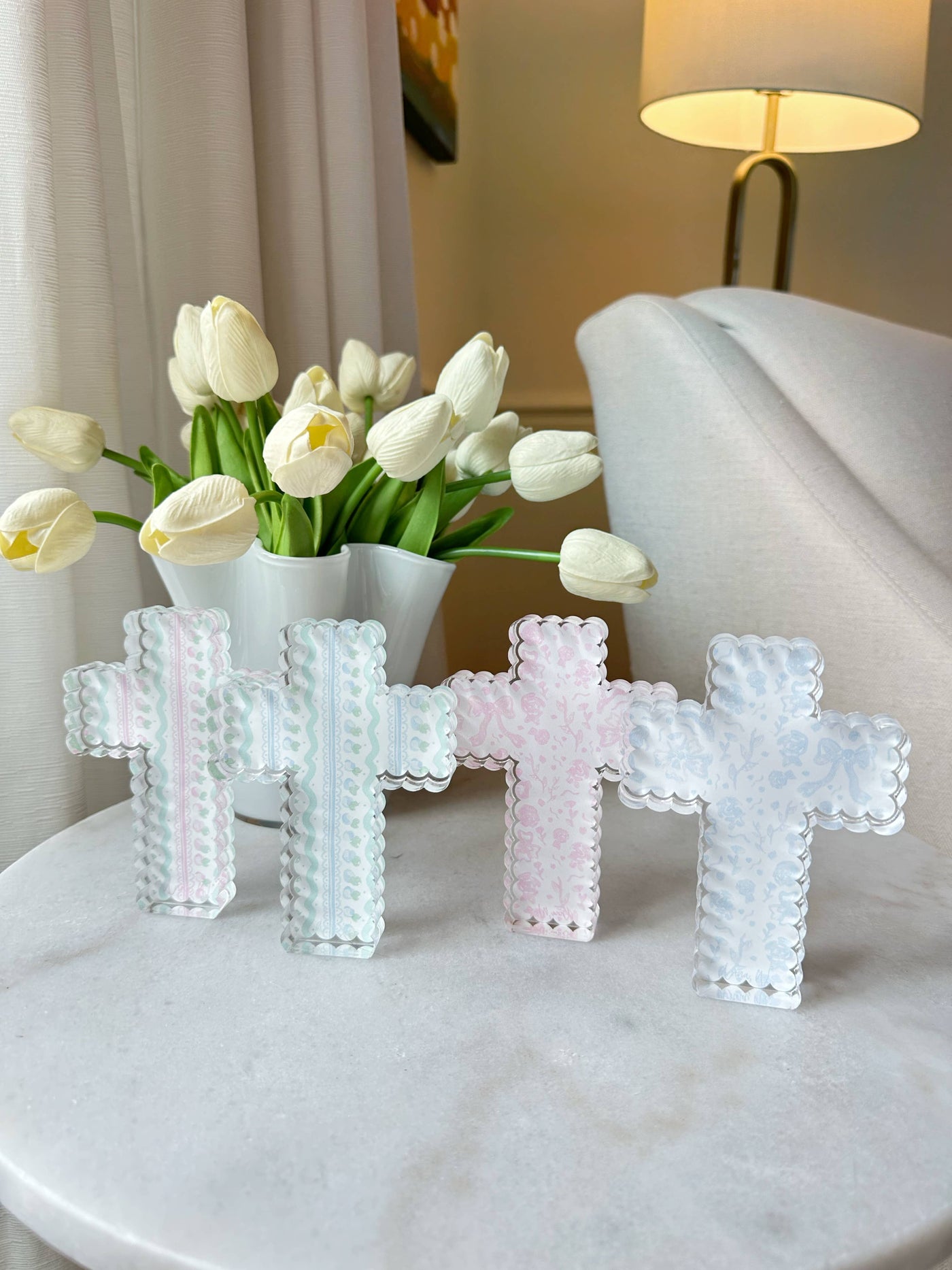 anna walding art Scalloped Acrylic Cross Blocks