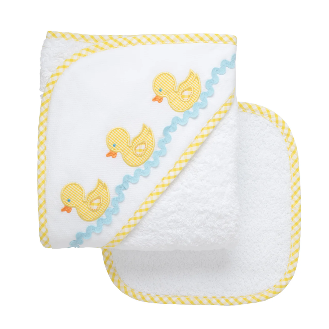 Hooded Towel & Washcloth Set - Yellow Duck