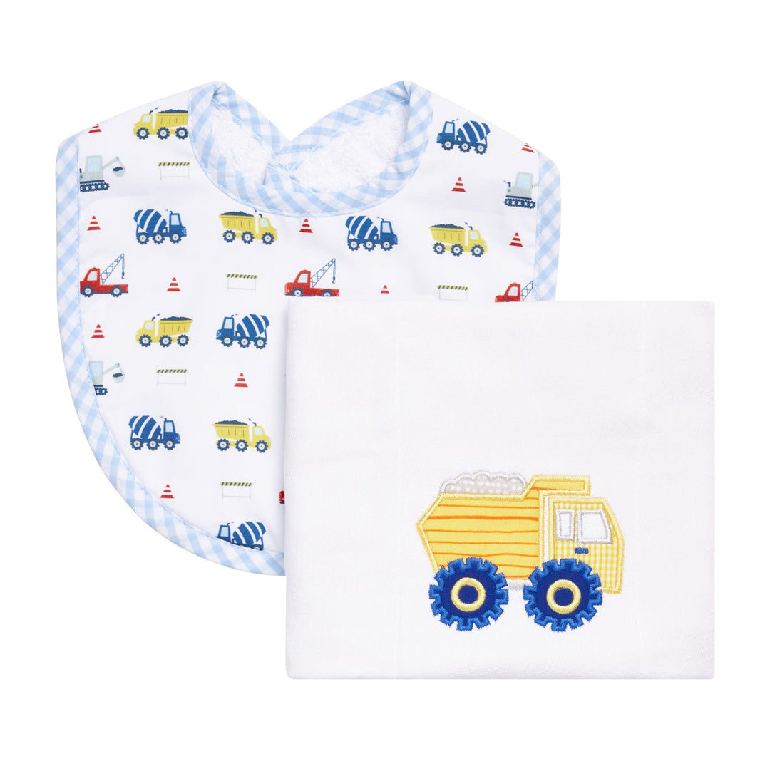 3 marthas bib and burp set dump truck design