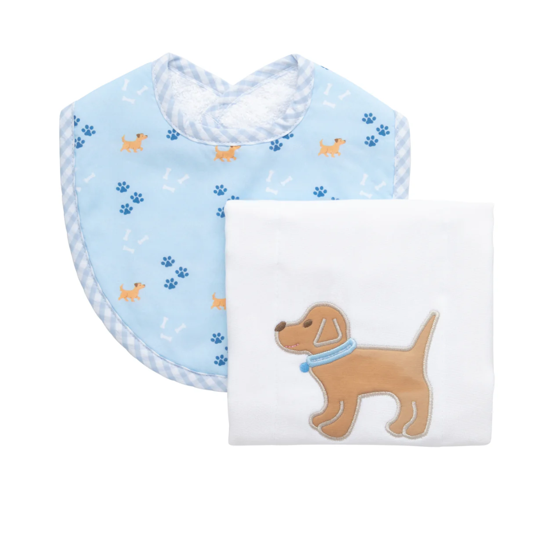 3 Marthas Bib & Burp Box Set - Blue Puppy