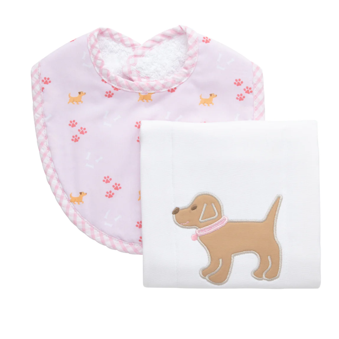 3 Marthas Bib & Burp Box Set - Pink Puppy