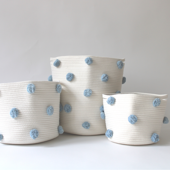 Pom Basket - Medium - Sky Blue
