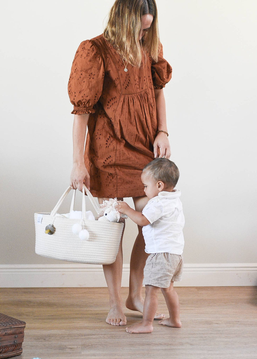 Rope Diaper Caddy - Off-White