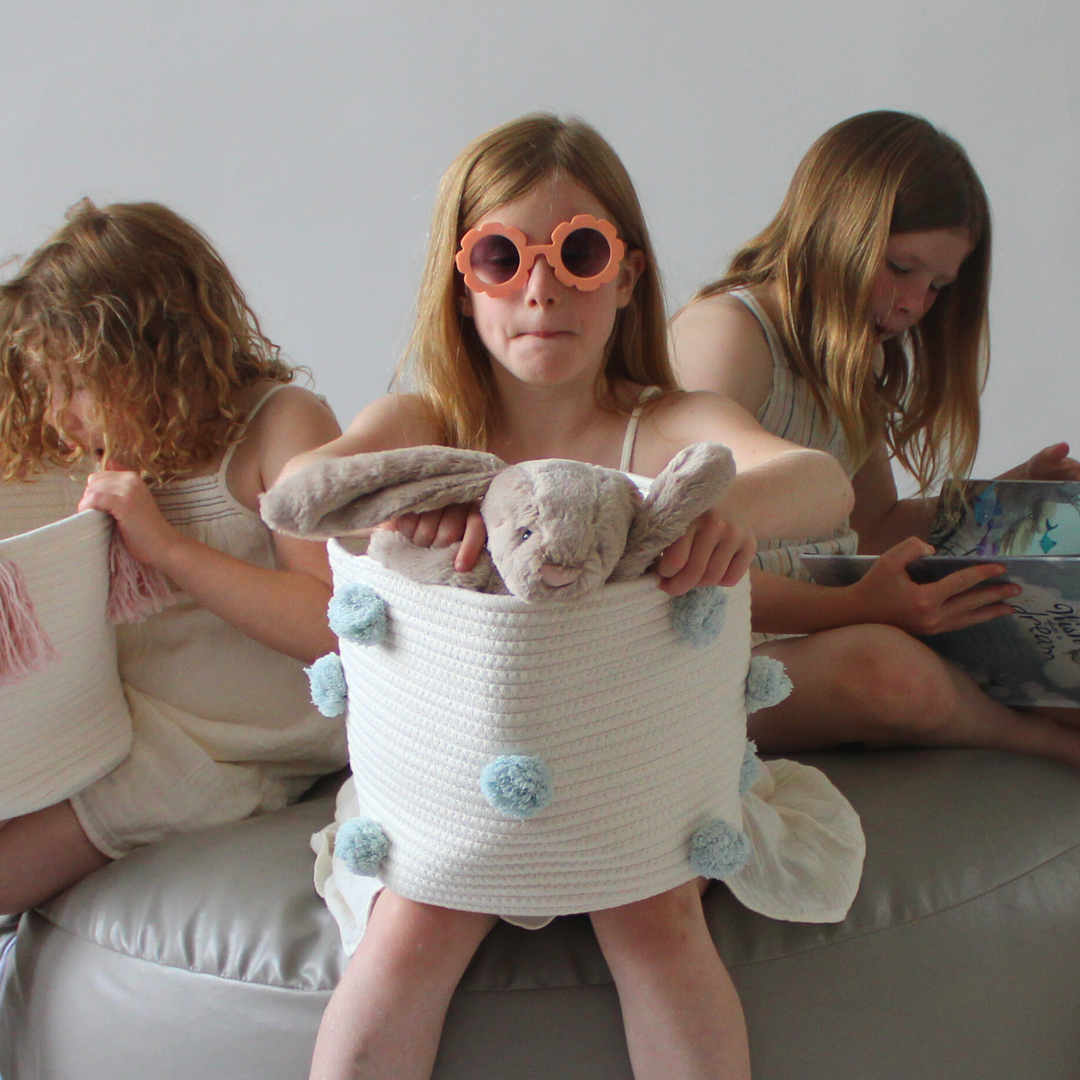 Pom Basket - Medium - Sky Blue