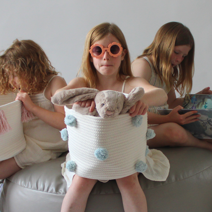 Pom Basket - Medium - Sky Blue