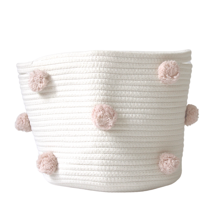 Pom Basket - Medium -Blush Pink