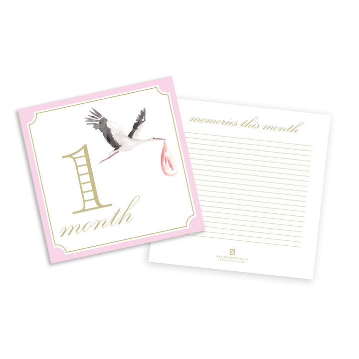 Milestone Cards - Classic Pink with Stork