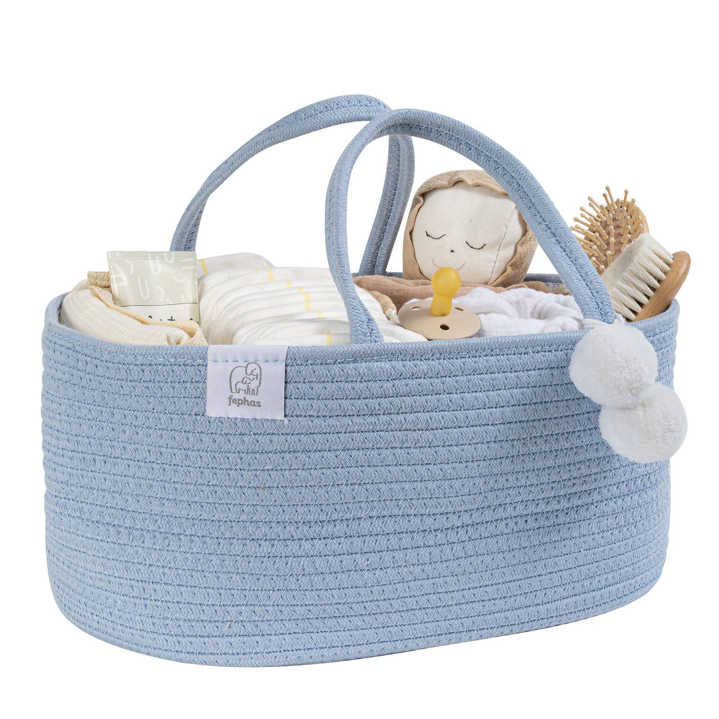 Rope Diaper Caddy - Misty Blue