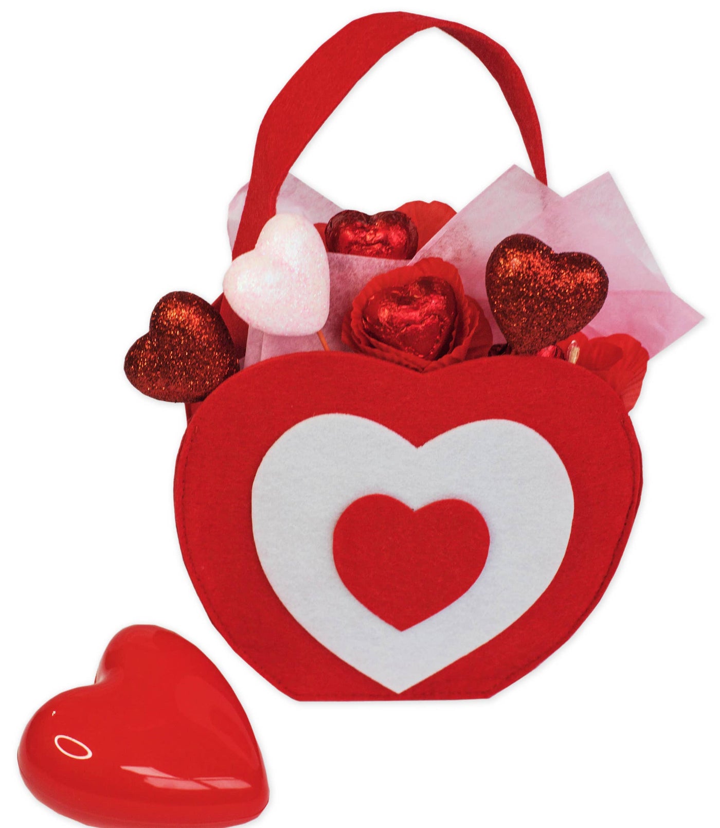 Valentine's day Heart shaped felt bag Red