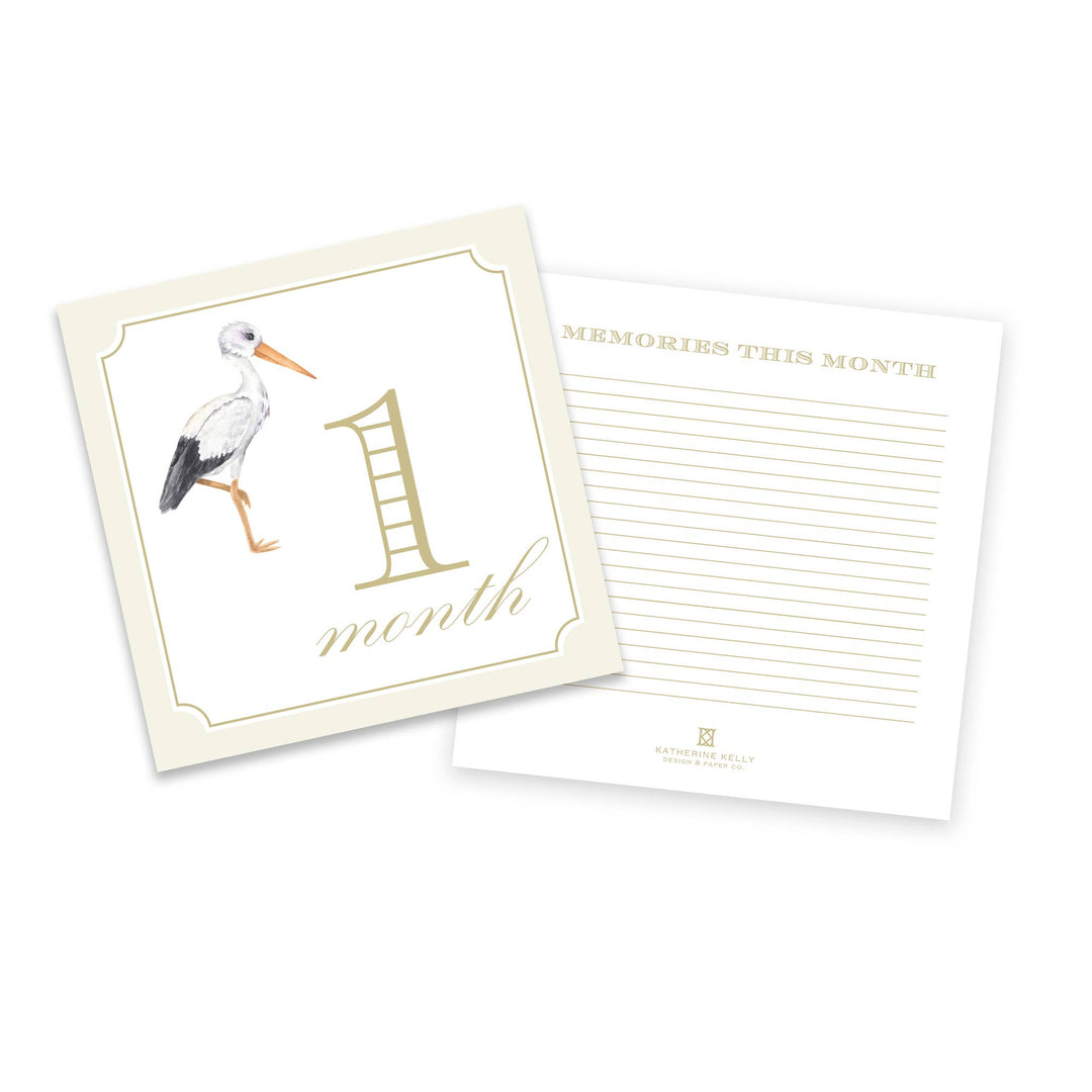 Milestone Cards - Classic Cream with Stork