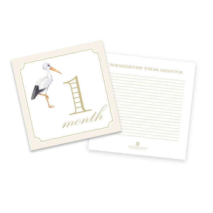 Milestone Cards - Classic Cream with Stork