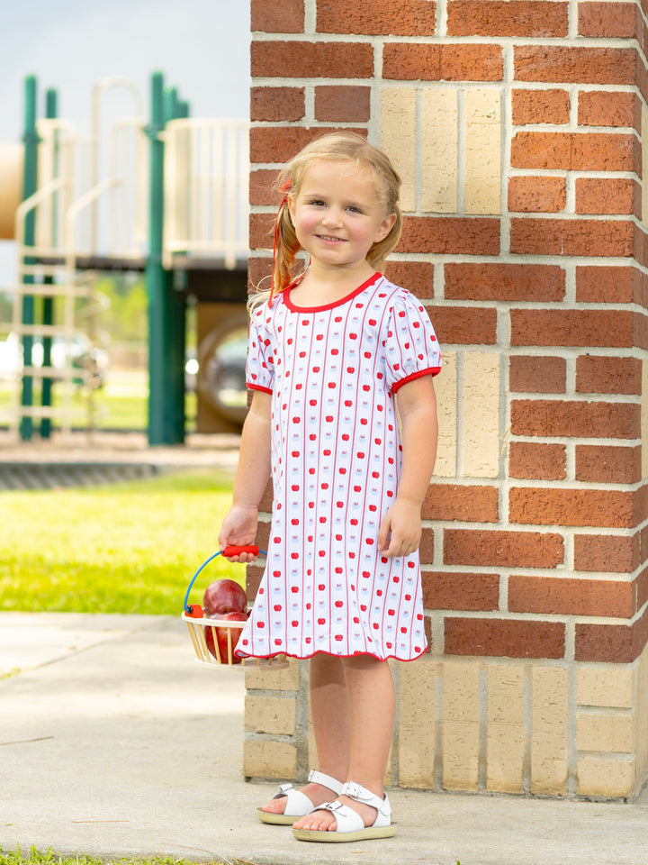 trotter street kids knit Dress - Apple Print