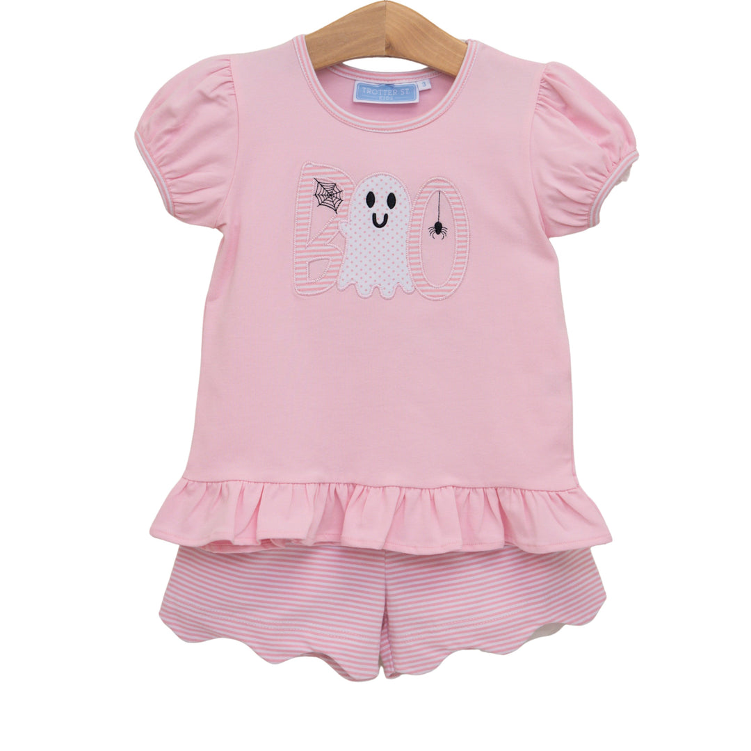 trotter street kids Scalloped Short Set - Boo