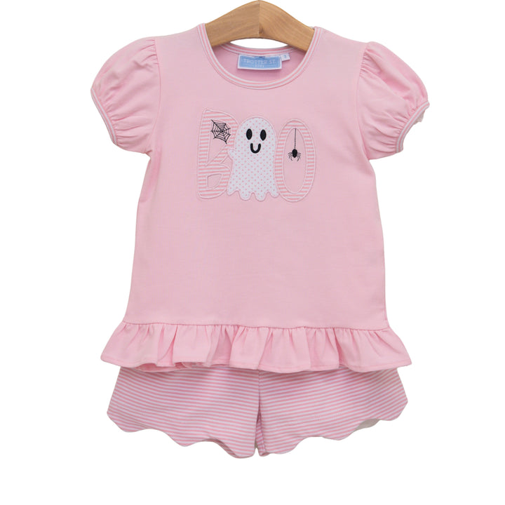 trotter street kids Scalloped Short Set - Boo