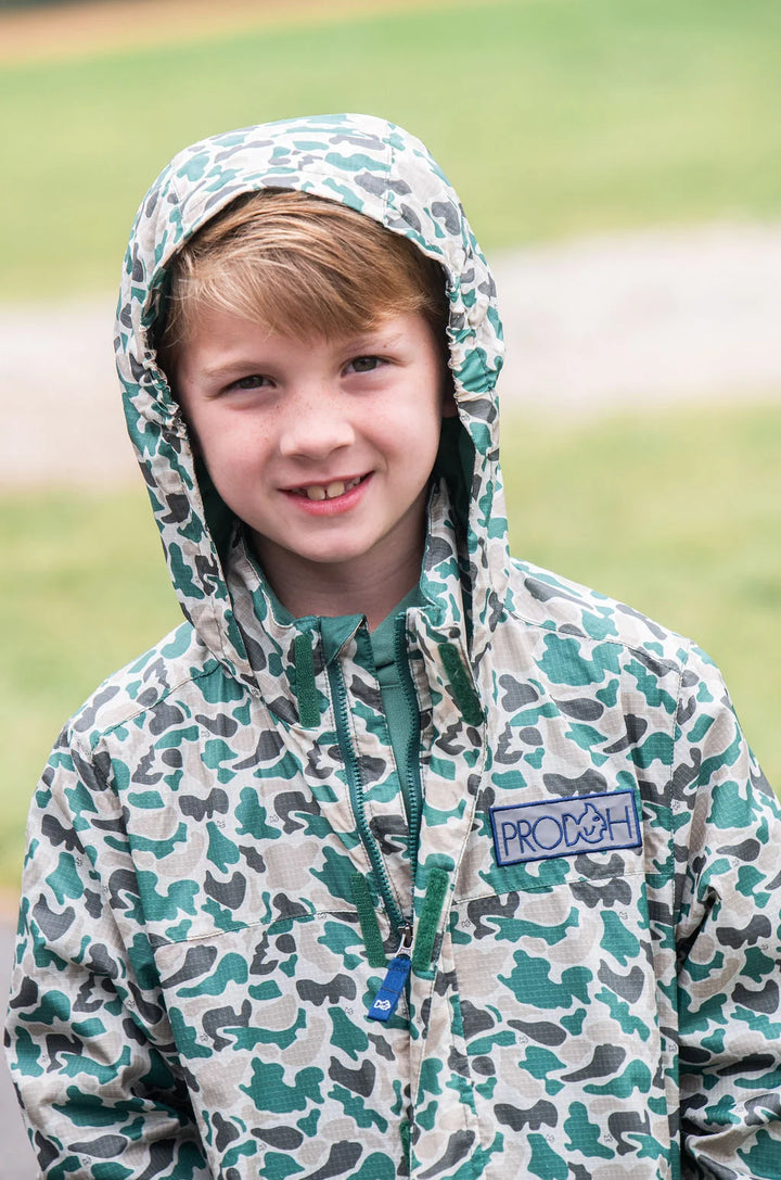 Boys Reflective Rain Jacket - Neutral Camo