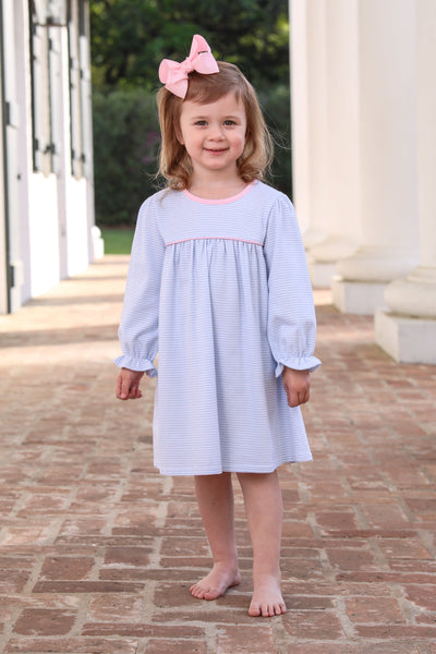 Ellie Dress - Light Blue Stripe/Light Pink Trim