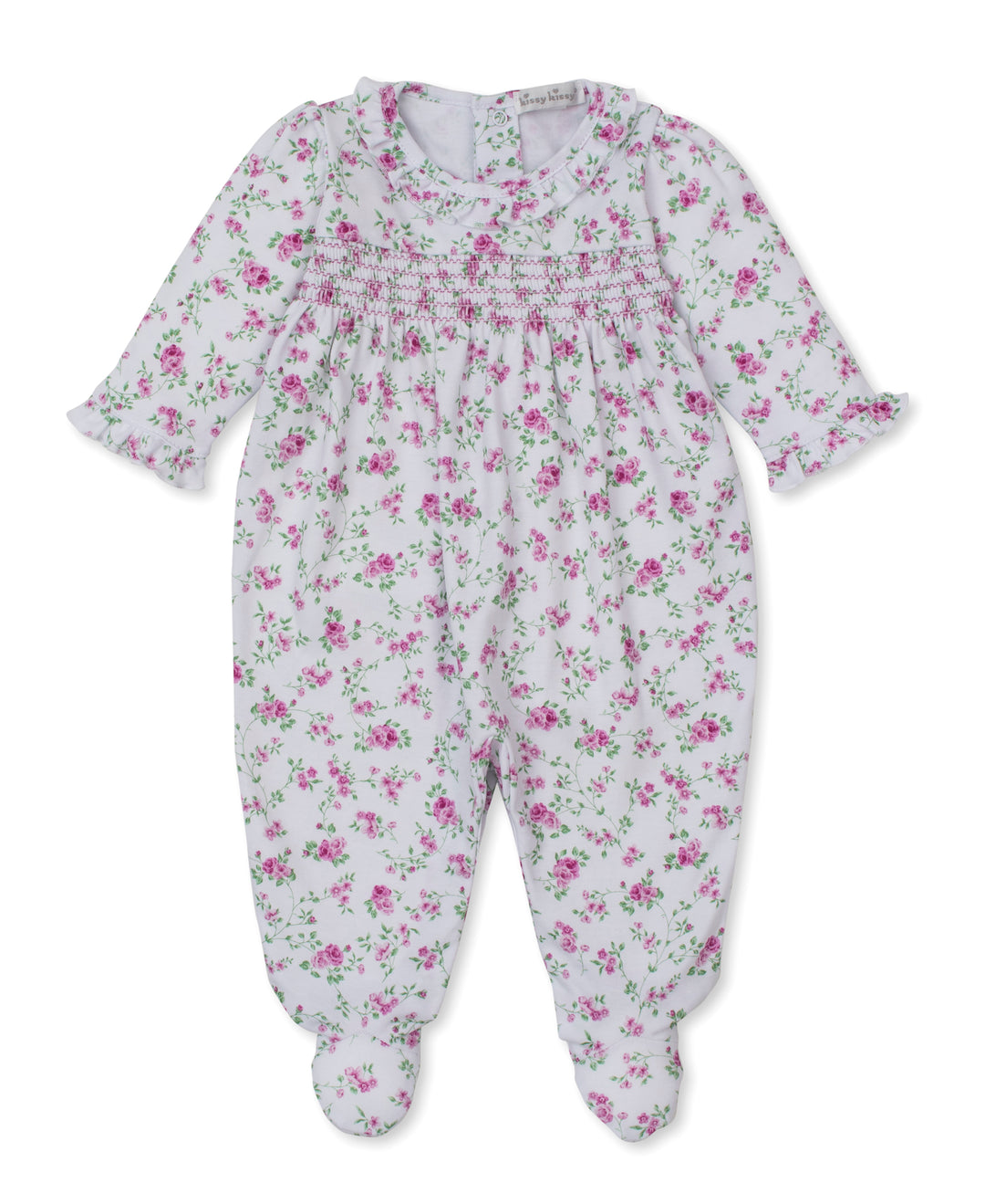 kissy kissy Footie - Smocked Victorian Roses