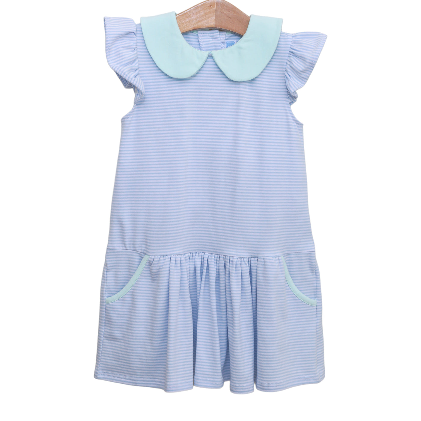 Genevieve Dress - Light Blue Stripe/Mint