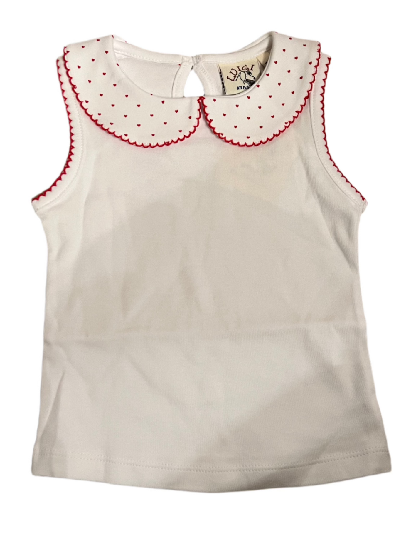 Sleeveless Top with Collar - Hearts Print