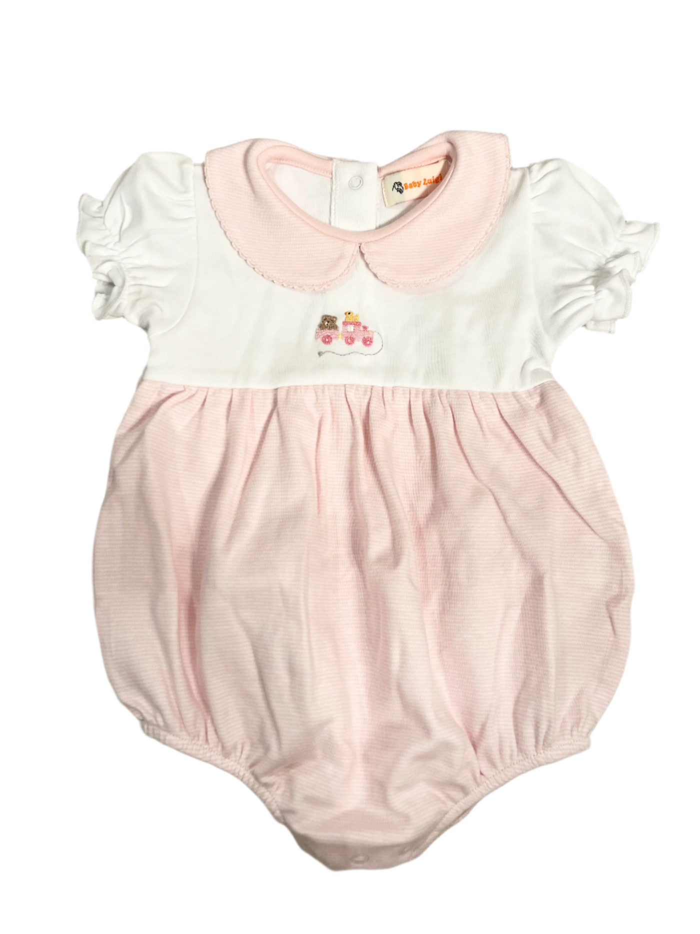 Bubble - Pink Pima Stripe with Pulltoy Embroidery