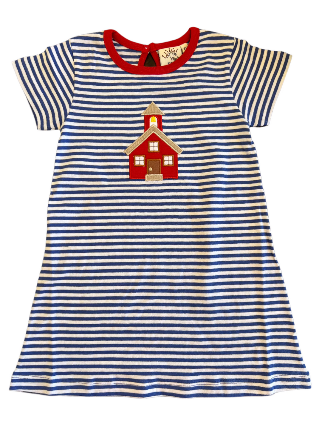 Dress - Blue Stripe with School Miss Lillie Children's Boutique Dress - Blue Stripe with School Miss Lillie Children's Boutique