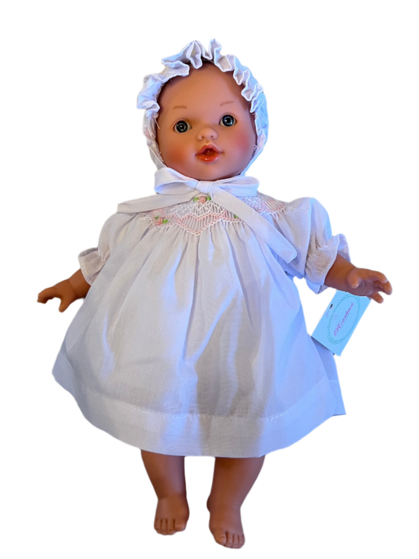 Abby 10" Doll - Blue Eyed - White Smocked Dress and Bonnet