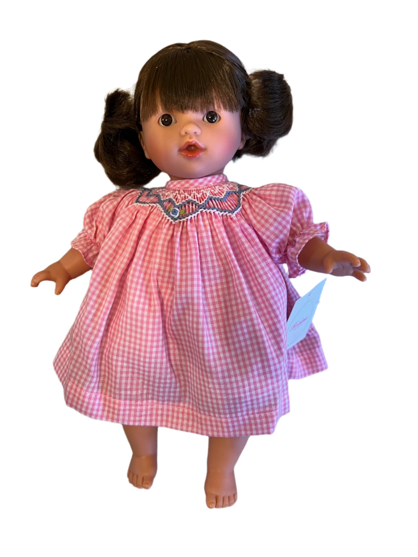 Bella 10" Doll - Brown Eyed - Pink Gingham Smocked Dress