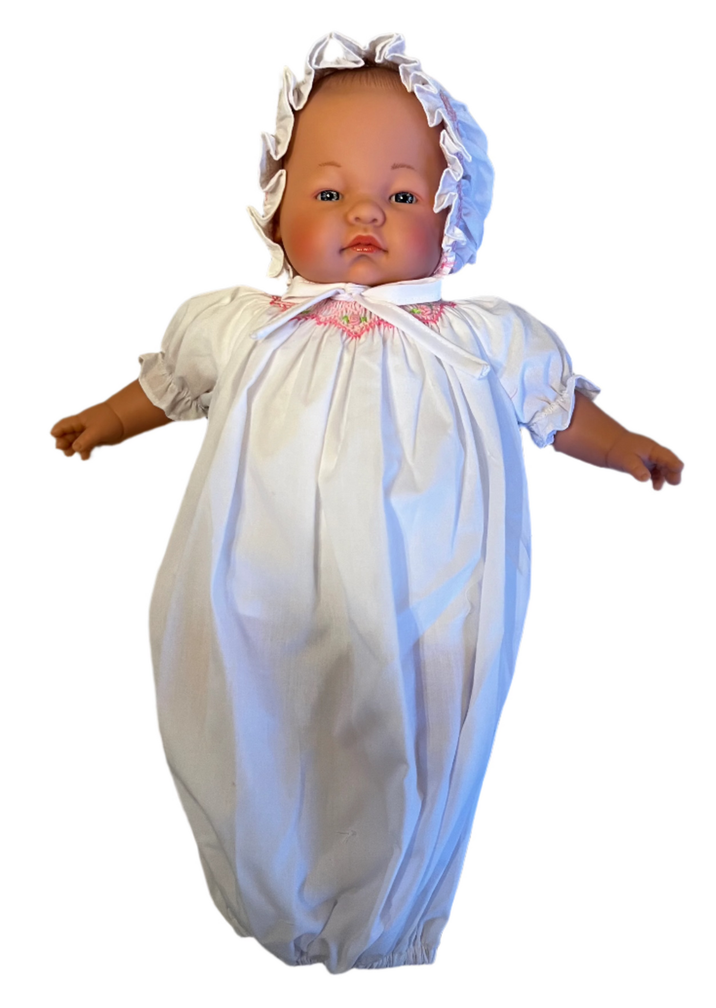 Emma 15" Doll - Blue Eyed - White Smocked Gown and Bonnet