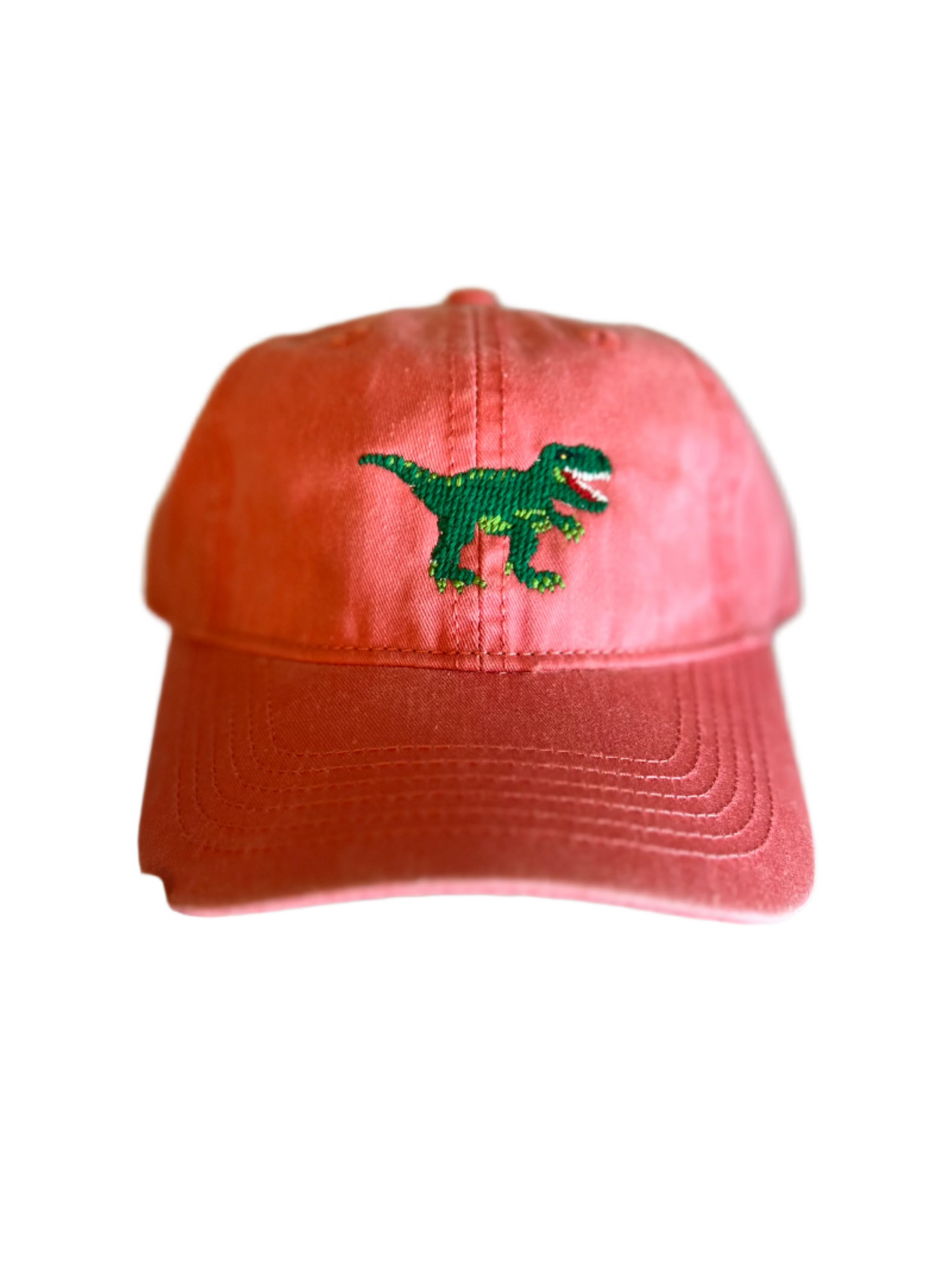 Baseball Hat - Weathered Red with Triceratops