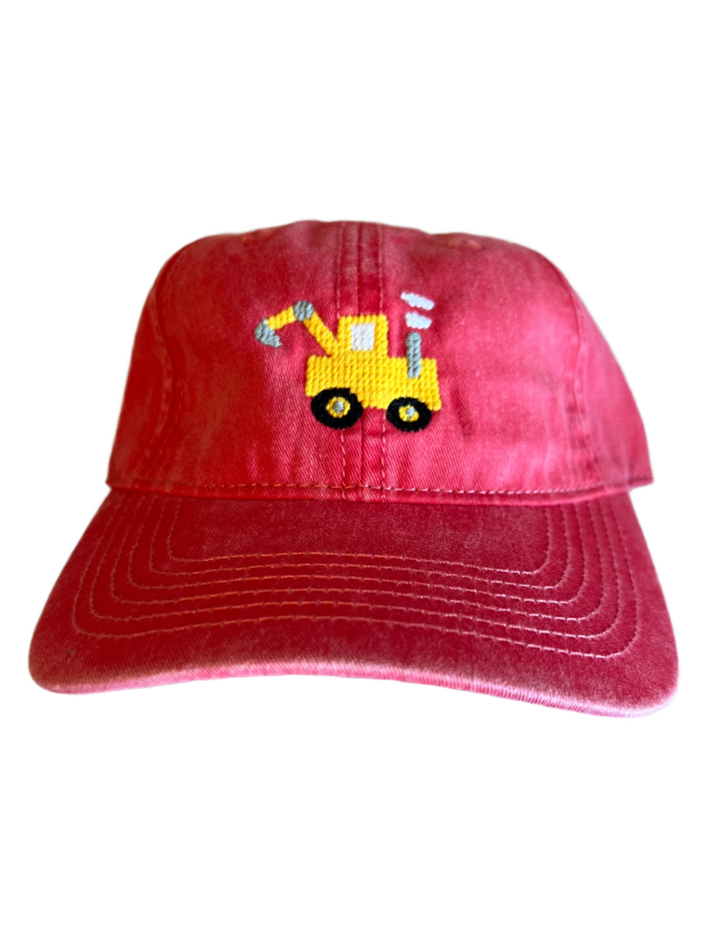 Baseball Hat - Weathered Red with Excavator