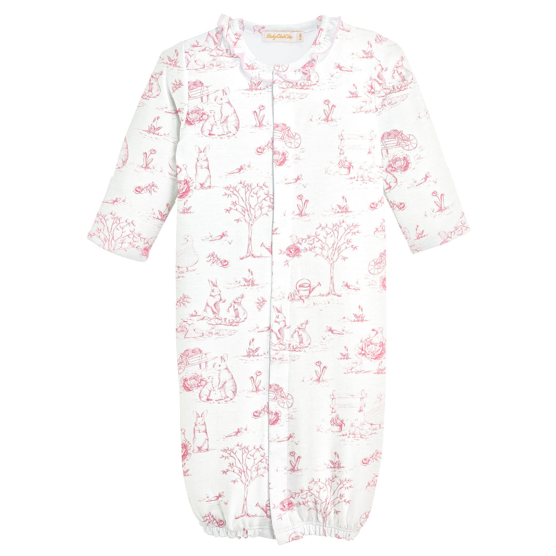 baby club chic Convertible Gown - Pink Toile Bunnies