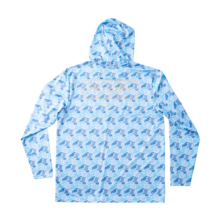 Pro Performance Hoodie T-Shirt - Blue Camo Logo