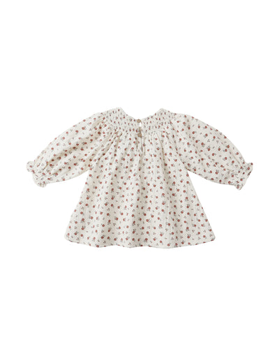 V Smocked Dress - Winter Ditsy