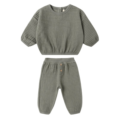 quincy mae Textured Sweat Set - Forest