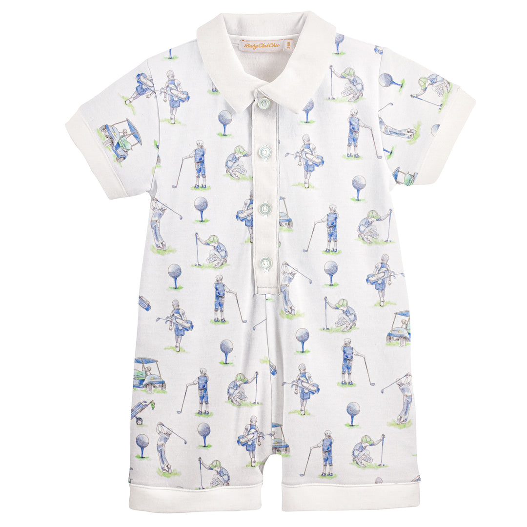 baby club chic Romper w/ Collar - Golf Field