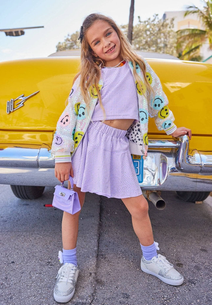 Sequin Bomber Jacket - Rainbow Emoji