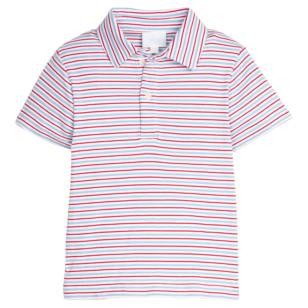 little english Polo - Short Sleeve - Primary Stripe back to school americana patriotic july 4