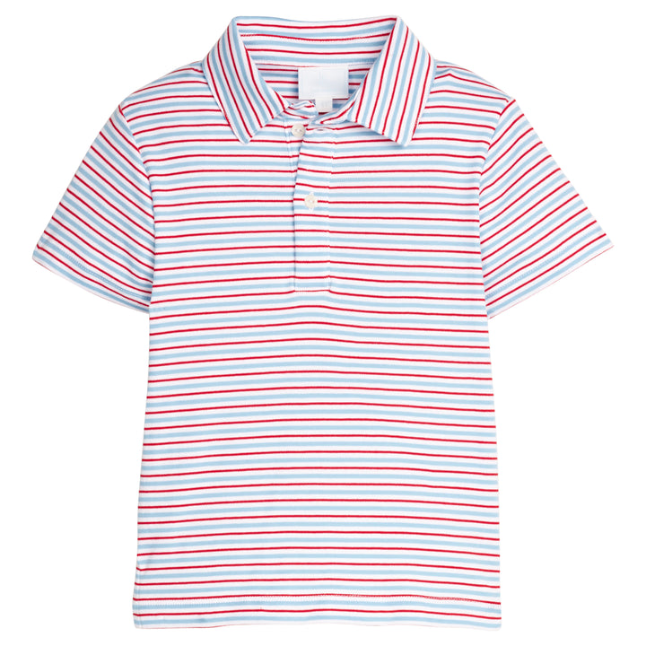 little english Polo - Short Sleeve - Primary Stripe back to school americana patriotic july 4