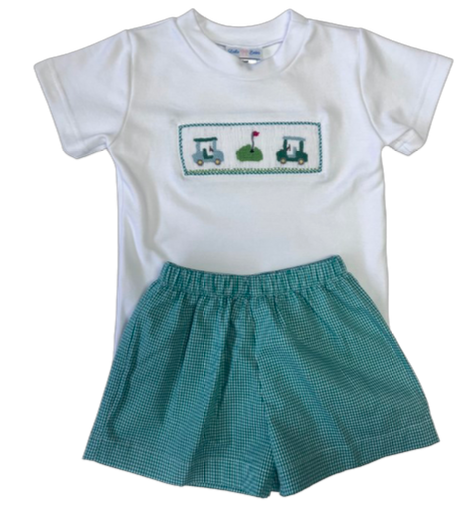 lulu bebe Tom Smocked Short Set - Golf