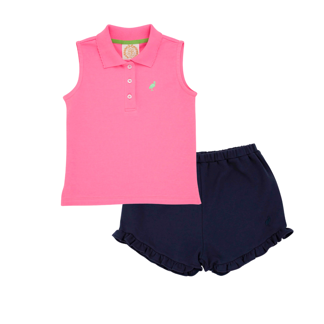 SET - Anna Price Polo (Hamptons Hot Pink)/Shelby Anne Shorts(Nantucket Navy)