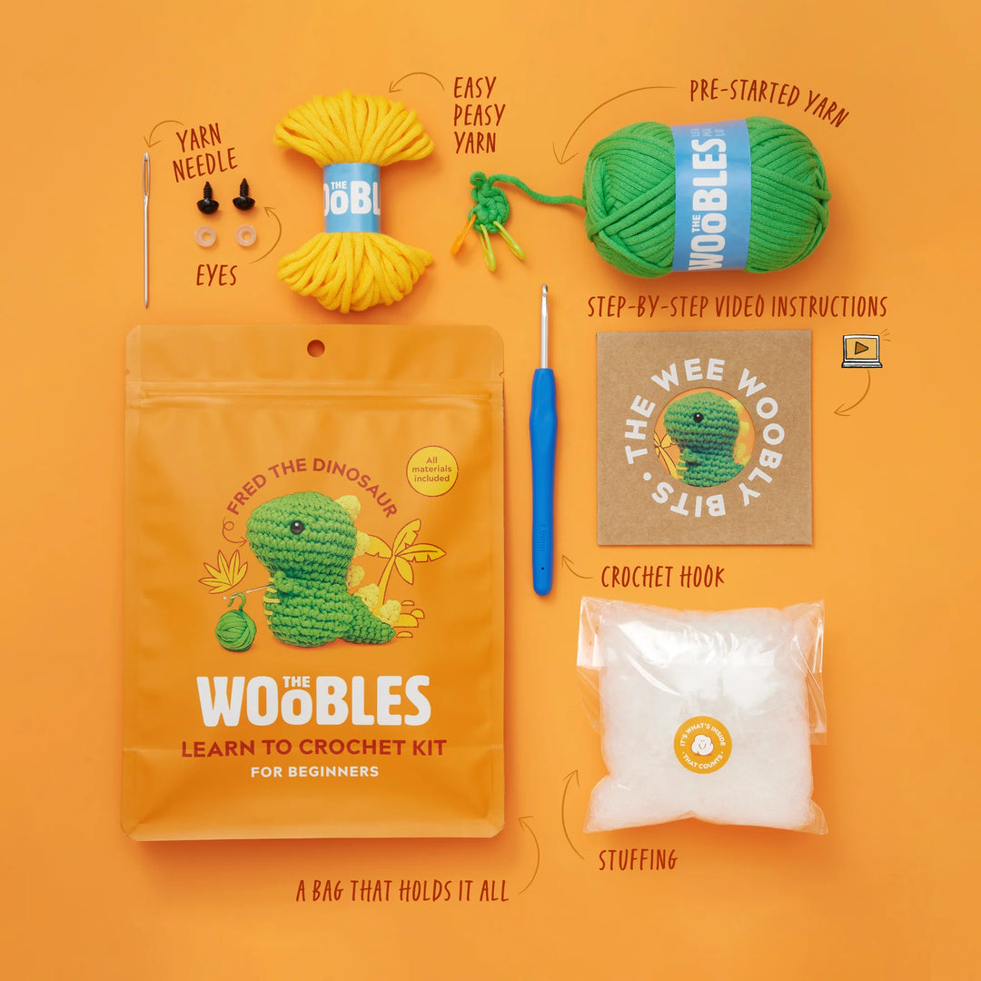 The Woobles Crochet Kit - Fred the Dinosaur