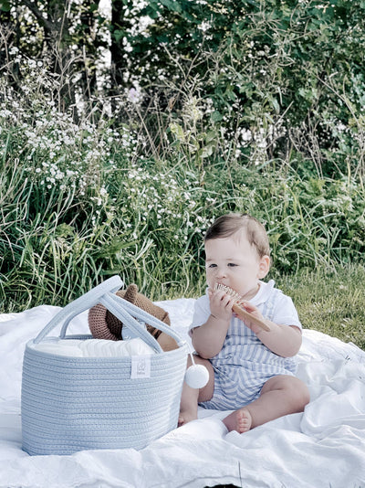 Rope Diaper Caddy - Misty Blue