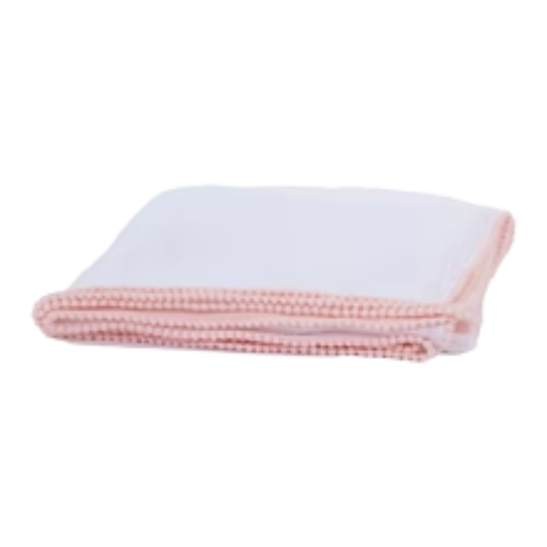 Swaddle Blanket with PomPom Edge - White/Pink